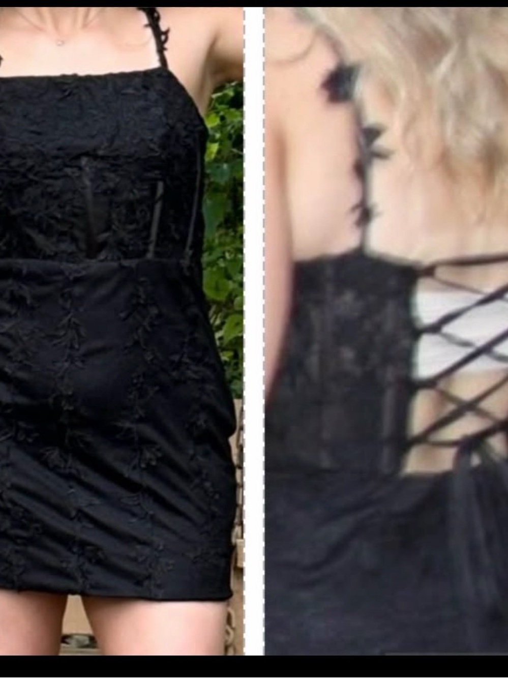 Black Lace-Up Back Mini Dress - Women